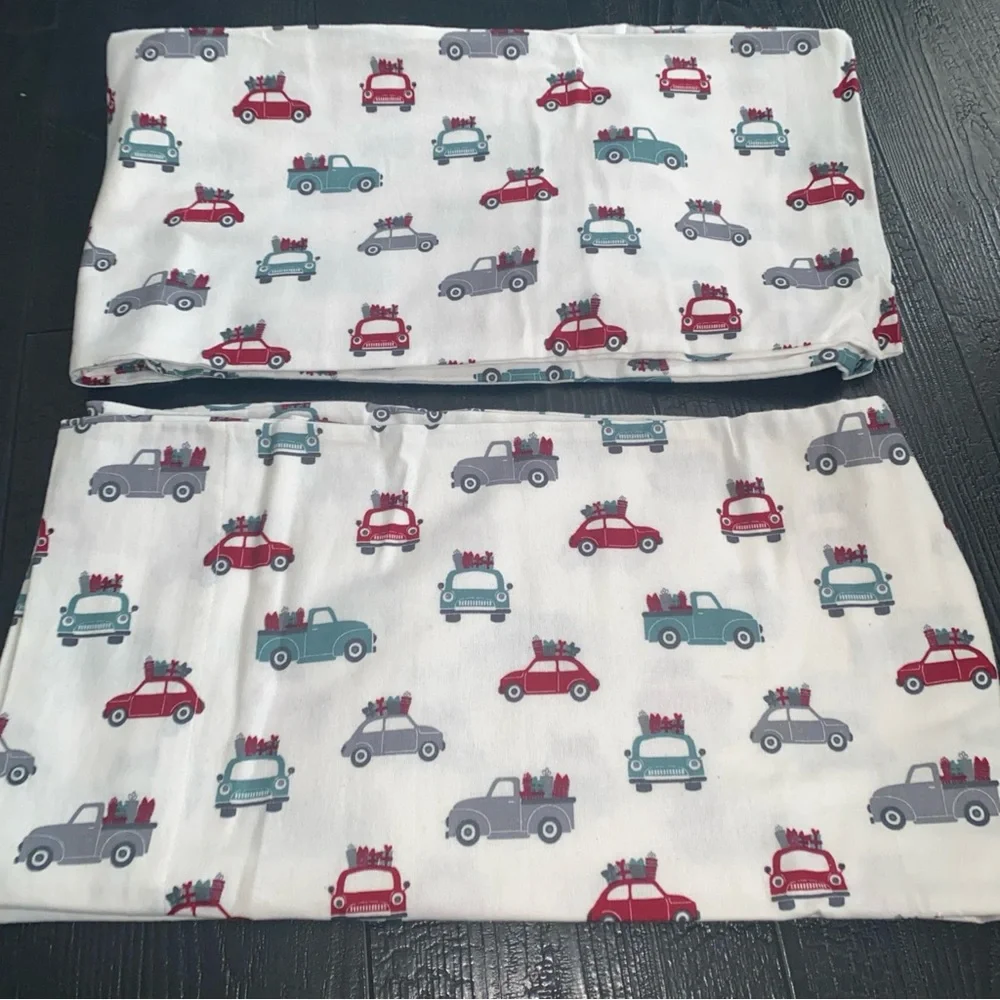 North Pole Trading Co. Flannel‎ King Pillowcases Set Of 2 Cotton Christmas NWOT